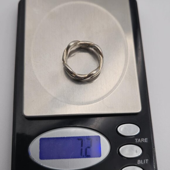 Size 9 Sterling Silver Thick Handmade Woven Unisex Ring A2384 - Picture 7 of 7